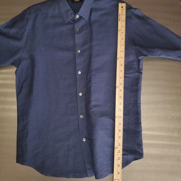 Theory Men´s Zack Ramiro Linen Cotton Blend Button Front Long Sleeve Shirt M - Picture 6 of 11
